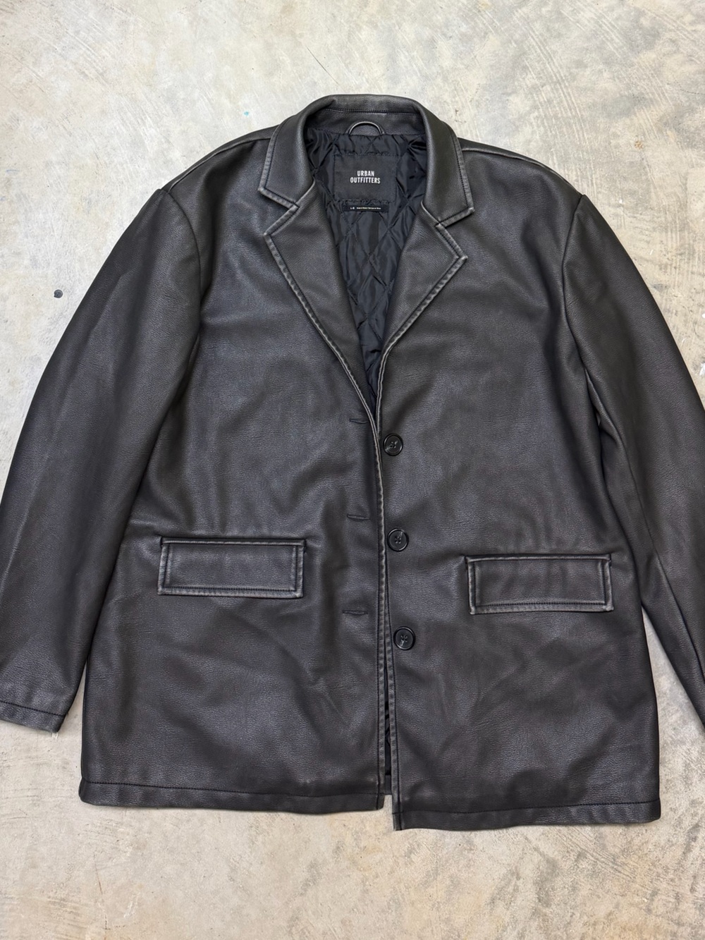 Urban Outfitters Black Pea Coat with Quilted Lining